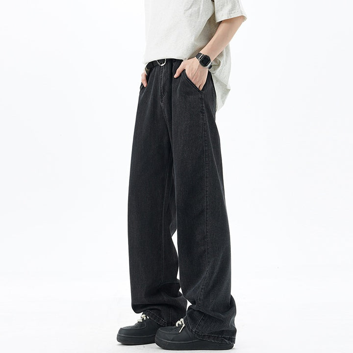 Herren Weite Denim-Jeans mit Vintage-Waschung und tiefem Schritt Drune