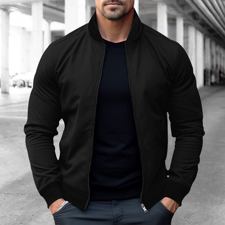 Herren nan sportlich-elegante Sweatjacke im Bomberstil mit Kontrastkragen und Zwei-Wege-Reißverschluss Drune