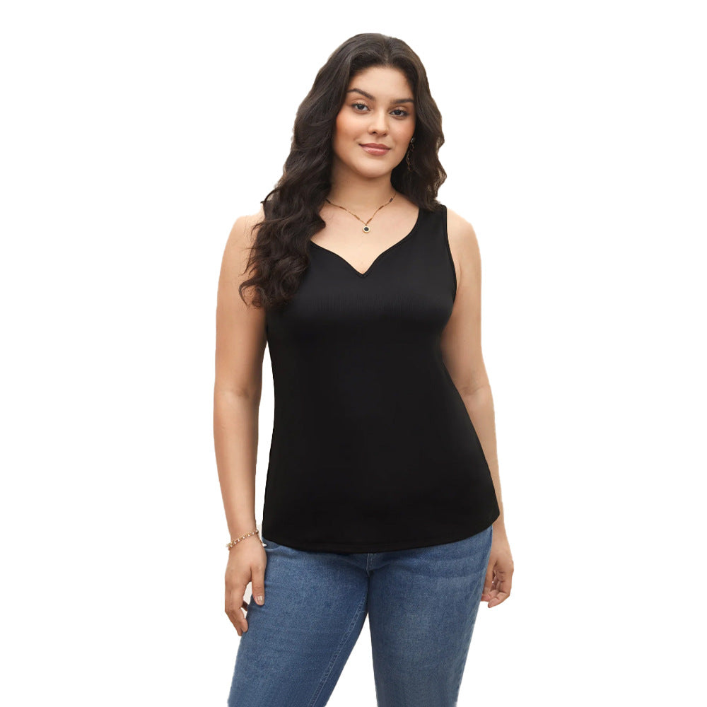 Damen ärmelloses Tanktop mit schwungvollem V-Ausschnitt Drune