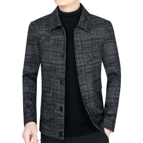 Herren Kurzjacke im strukturierten WDrunelook mit Hemdkragen und Knopfleiste Drune