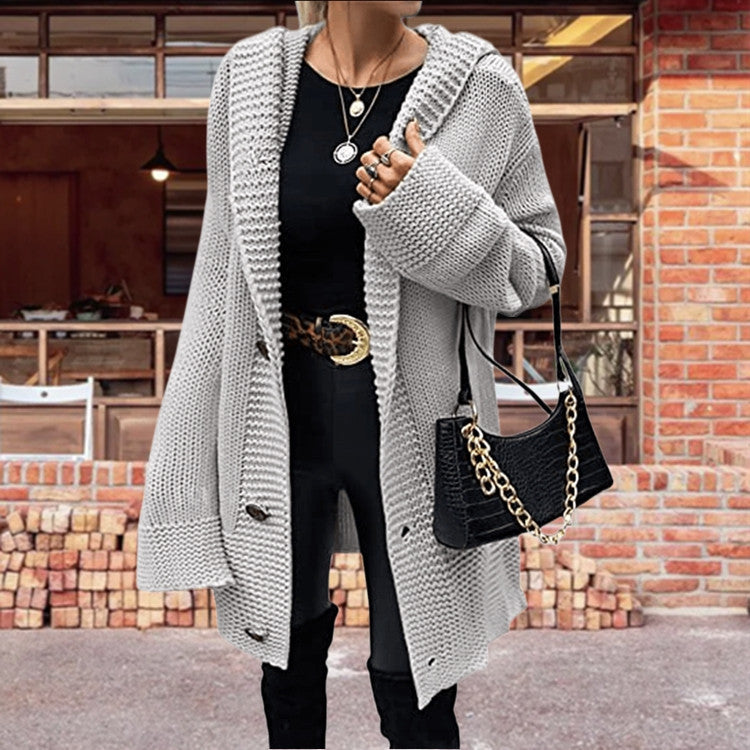 Damen Grobstrick Cardigan mit lässigem Schnitt und modernen Knopfdetails Drune
