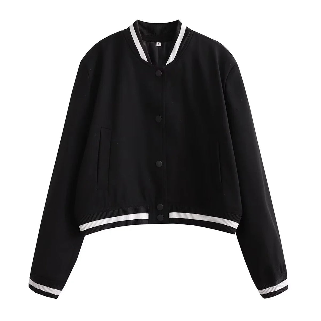Damen modische Bomberjacke mit kontrastierendem Strickbund und praktischen Taschen Drune
