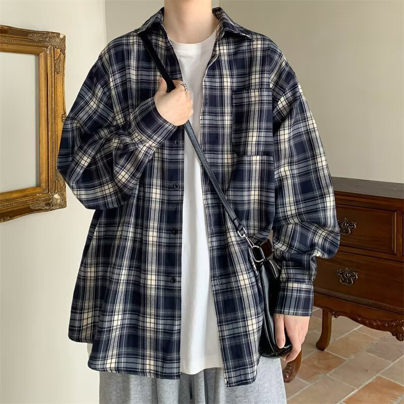 Damen Lässige Karobluse mit weitem Schnitt Drune
