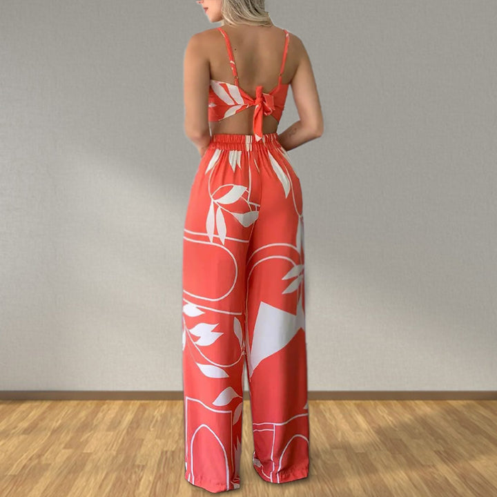Damen Elegantes Set mit Kombination aus Crop-Top und weitem Hosen Drune