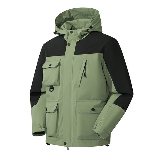 Herren Technische Utility-Fieldjacke mit Kapuze, Mehrfachtaschen und windabweisender Shell Drune