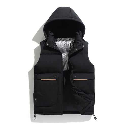 Herren Leichte Pufferweste mit abnehmbarer Kapuze, Thermoisolierung & Utility-Taschen Drune