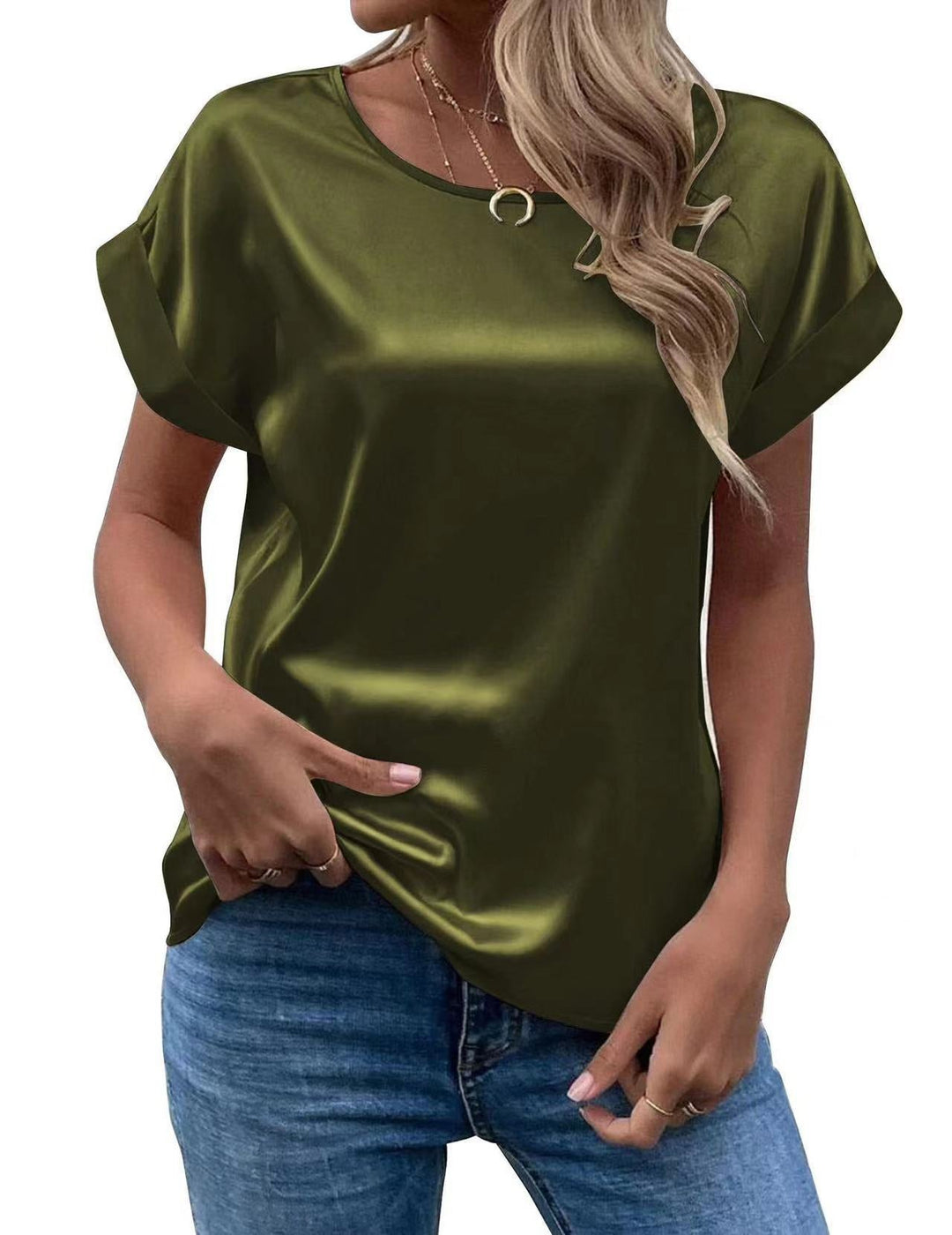 Damen Satin T-Shirt mit elegante Details Drune