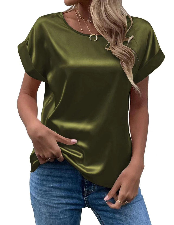 Damen Satin T-Shirt mit elegante Details Drune