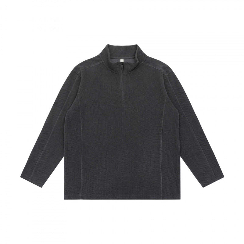 Unisex Texturierter Half‑Zip‑Strickpullover im Boxy‑Schnitt mit Stehkragen Drune