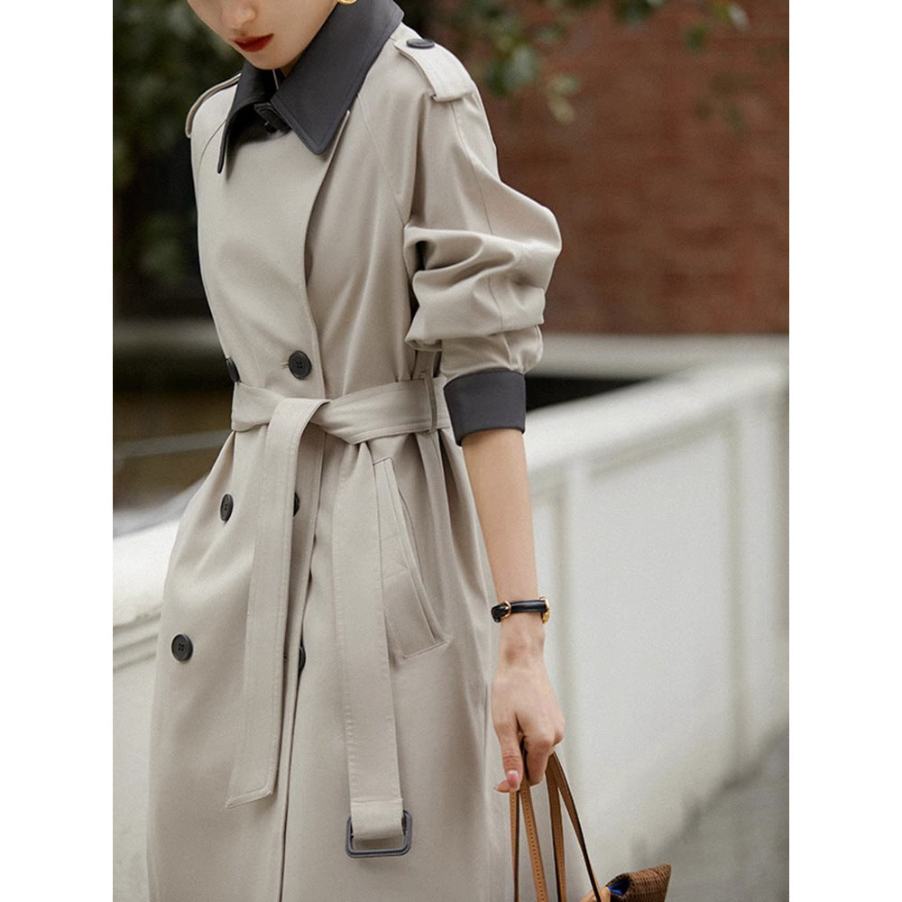 Damen Stilvolle Trenchcoat mit Taillengürtel Drune