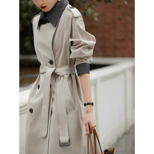 Damen Stilvolle Trenchcoat mit Taillengürtel Drune