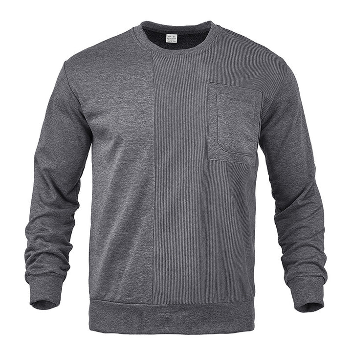 Herren nan strukturiertes Sweatshirt mit Brusttasche und geripptem Vorderpanel Drune