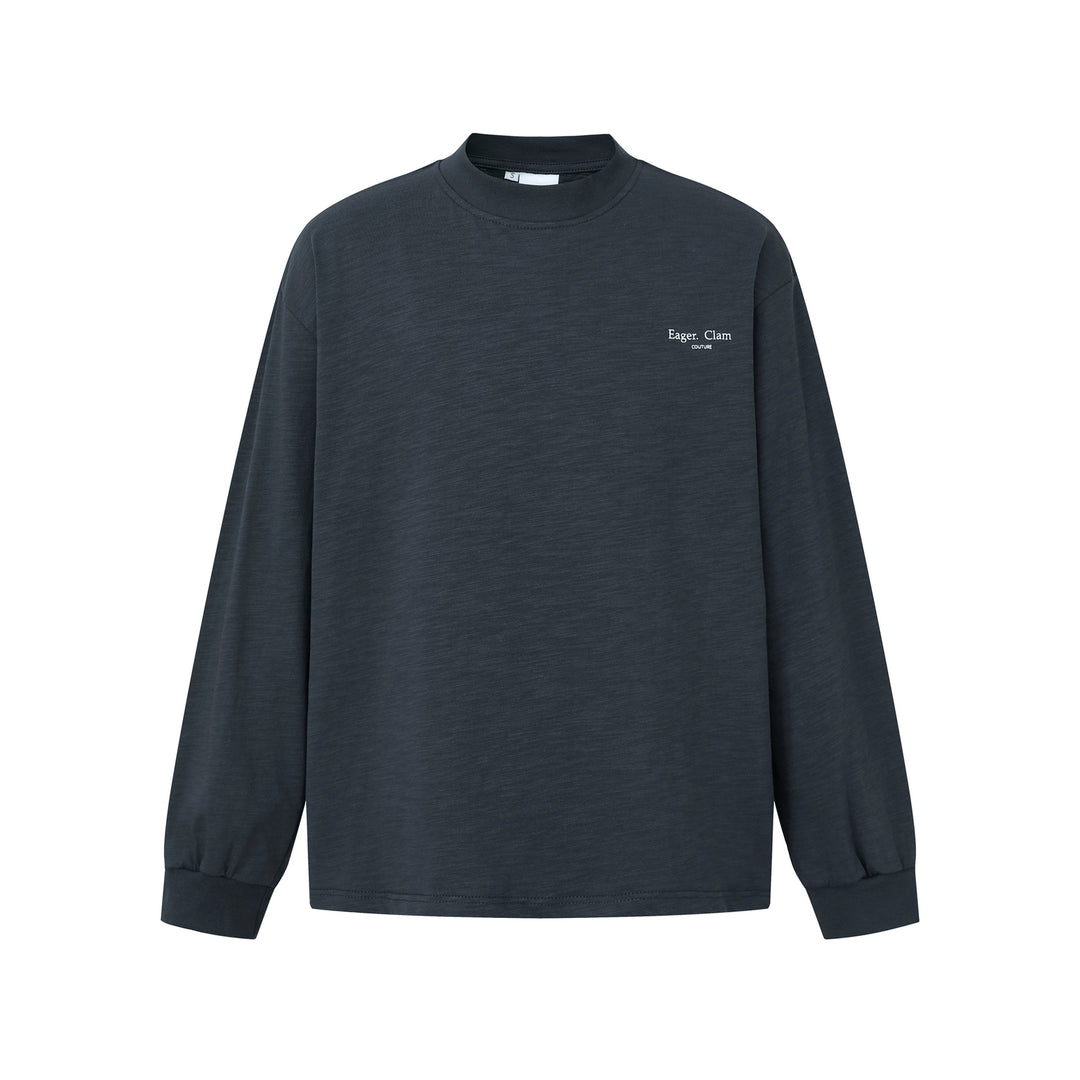 Unisex Oversize-Langarmshirt mit Slub-Baumwolle und halbhohem Rollkragen Drune