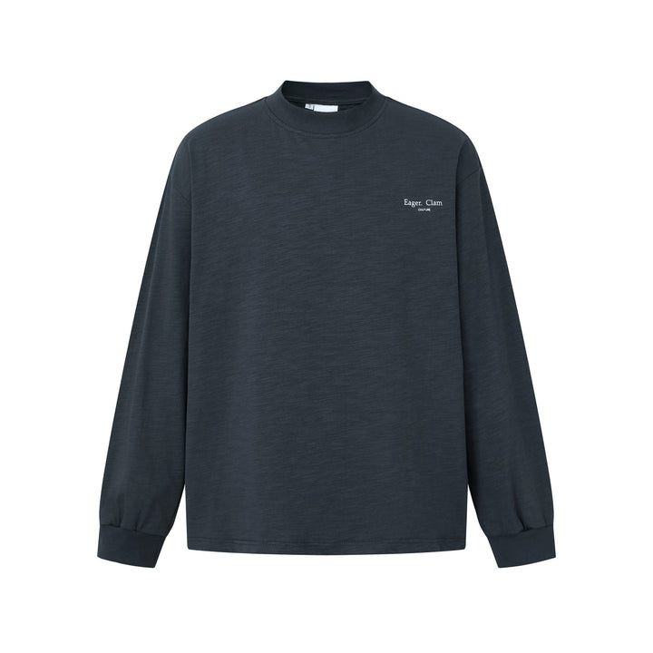 Unisex Oversize-Langarmshirt mit Slub-Baumwolle und halbhohem Rollkragen Drune