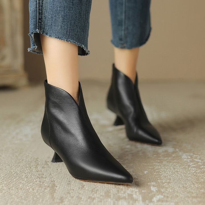 Damen nan spitze knöchelhohe Stiefelette mit niedrigem Pfennigabsatz und seitlichem Reißverschluss Drune