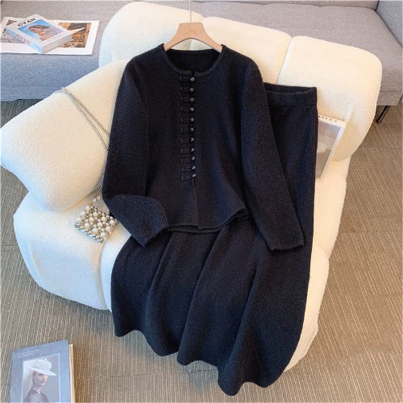 Damen Strickensemble mit dekorativen Knopfdetails und elegantem Schnitt Drune
