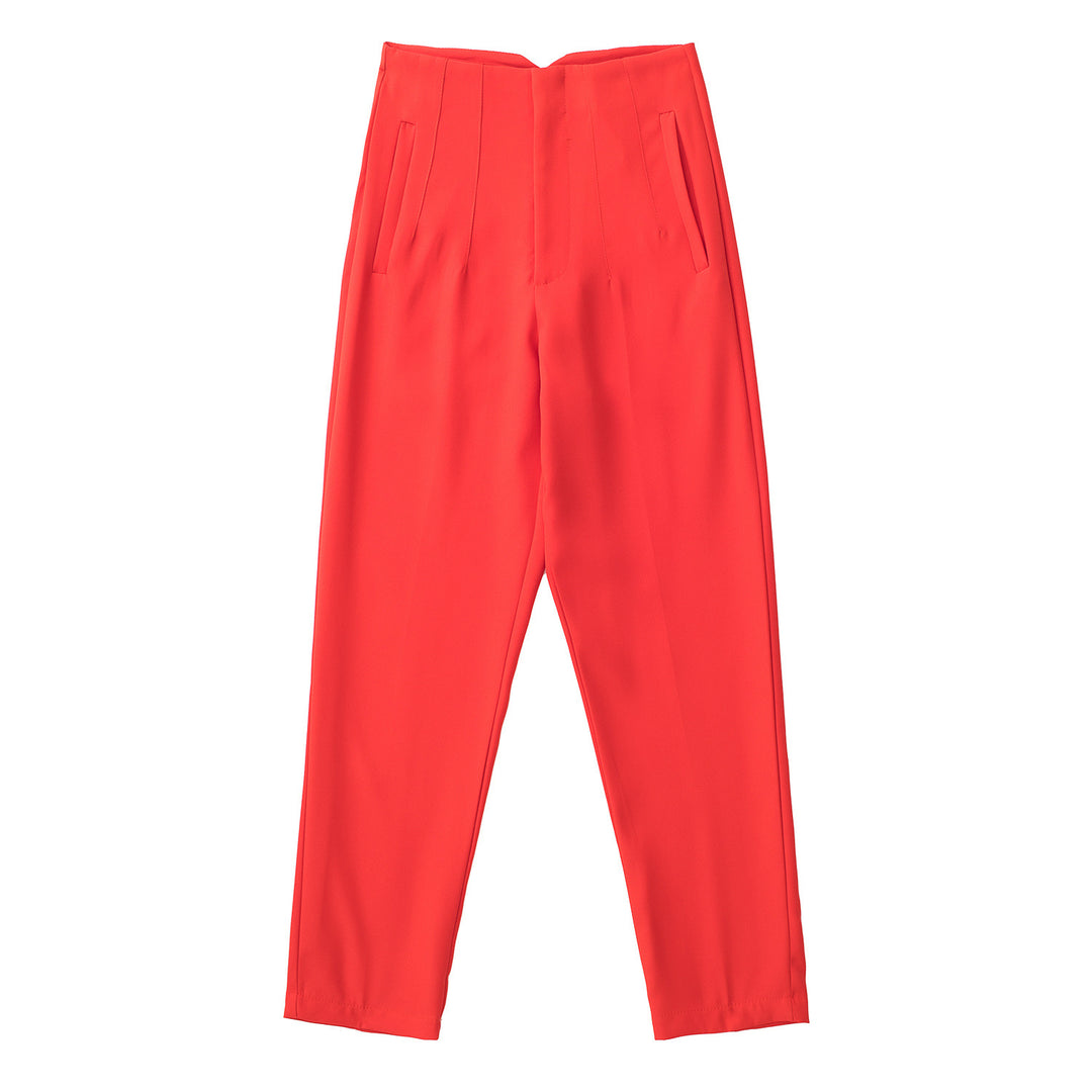 Damen Hochtaillierte tapered Anzughose mit Bügelfalte und Paspeltaschen Drune