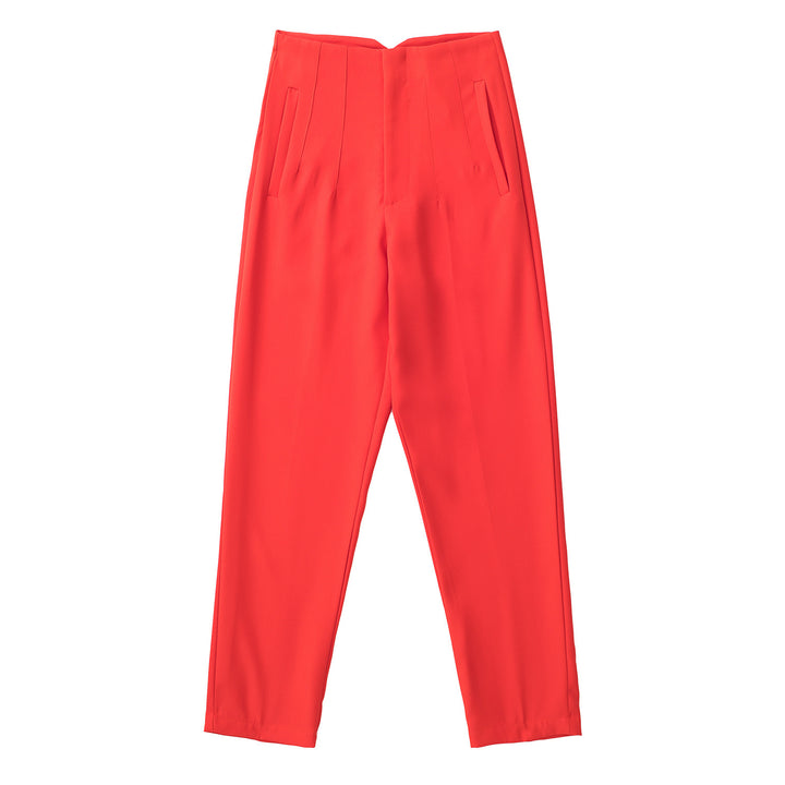 Damen Hochtaillierte tapered Anzughose mit Bügelfalte und Paspeltaschen Drune