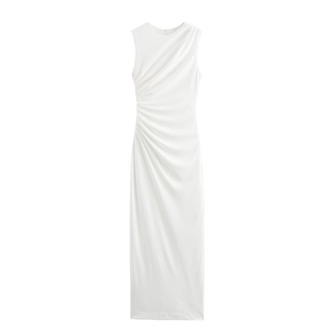 Damen elegantes Maxikleid mit raffinierten Drapierungen Drune