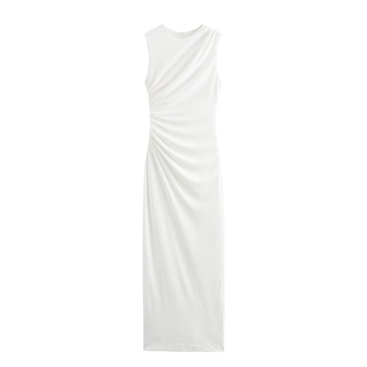 Damen elegantes Maxikleid mit raffinierten Drapierungen Drune