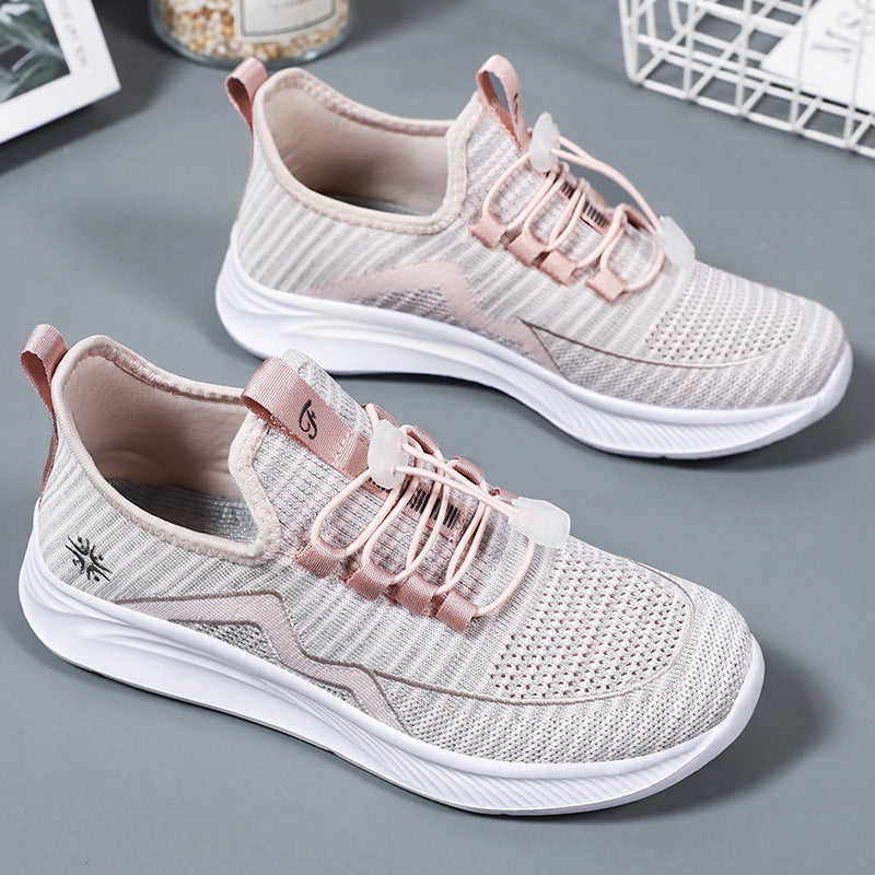Damen nan gestrickte Slip-On-Sneaker mit elastischer Schnürung, gepolsterter Innenfütterung und dämpfender Profilsohle Drune