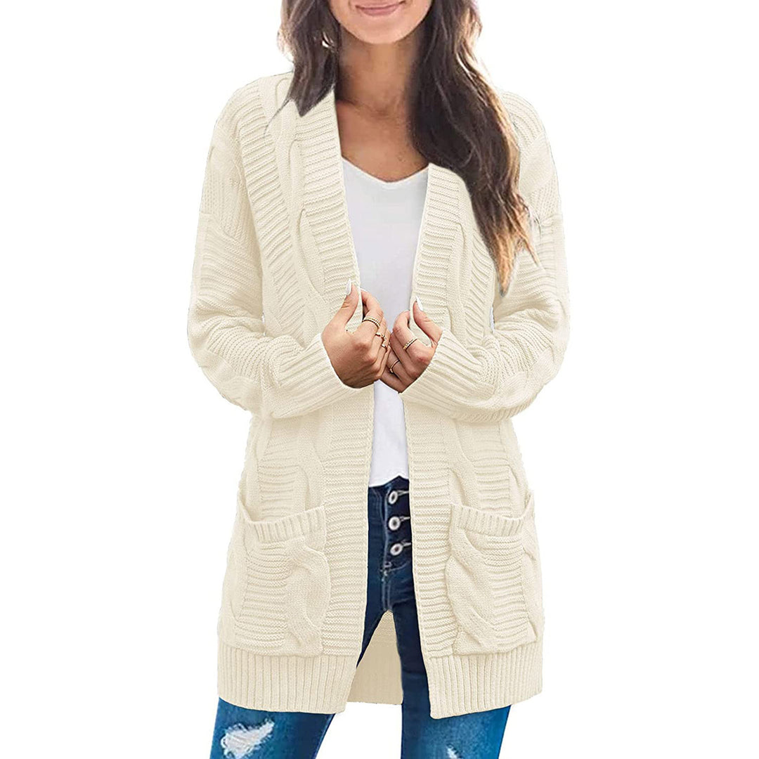 Damen Grobstrick-Cardigan mit Taschen und strukturierter Maschenoptik Drune