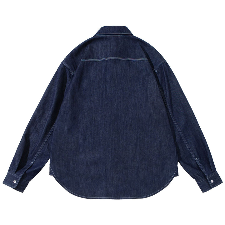 Unisex Oversize-Denim-Hemdjacke mit aufgesetzten Brusttaschen Drune
