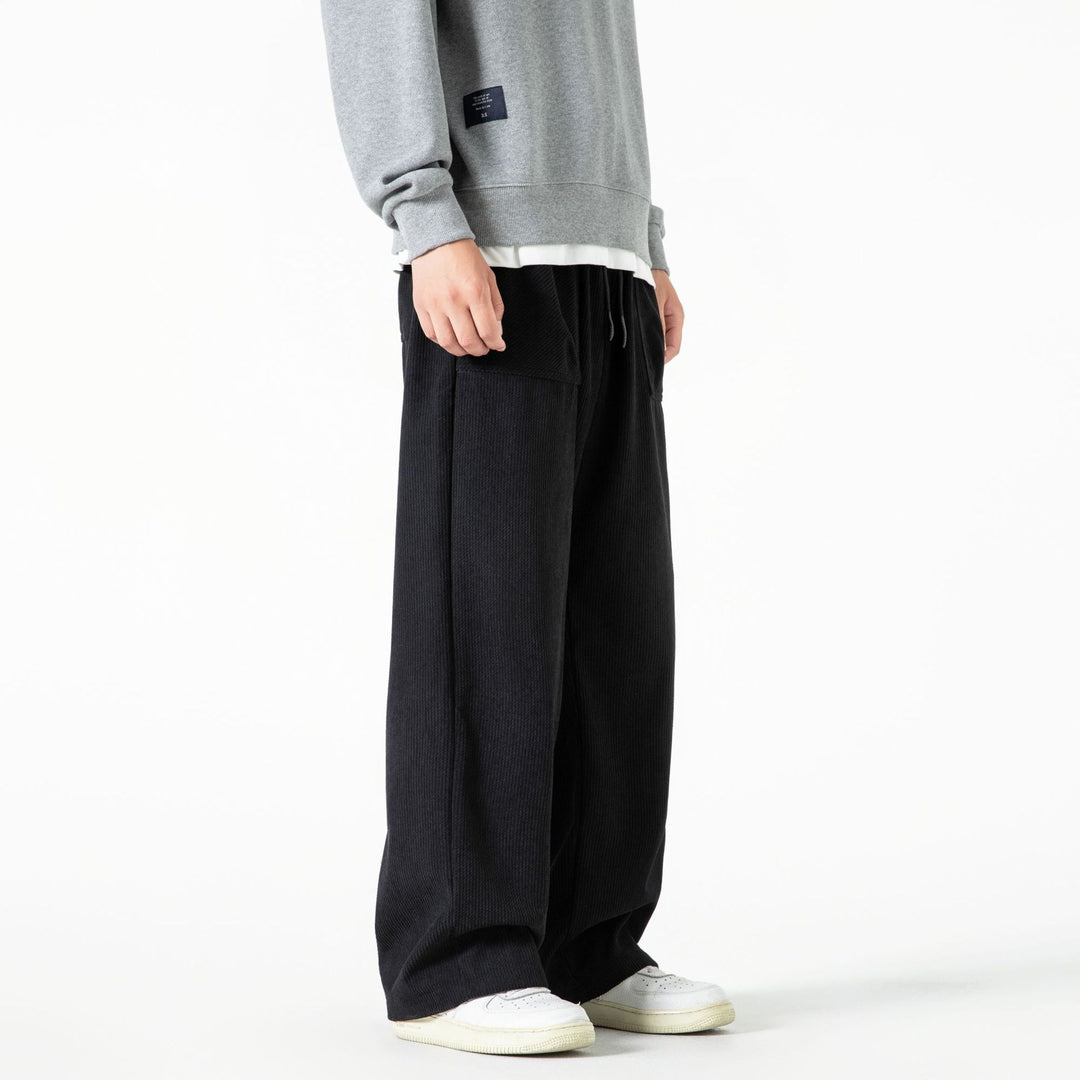 Damen Cordhose mit weitem Bein, elastischem Bund und aufgesetzten Taschen Drune