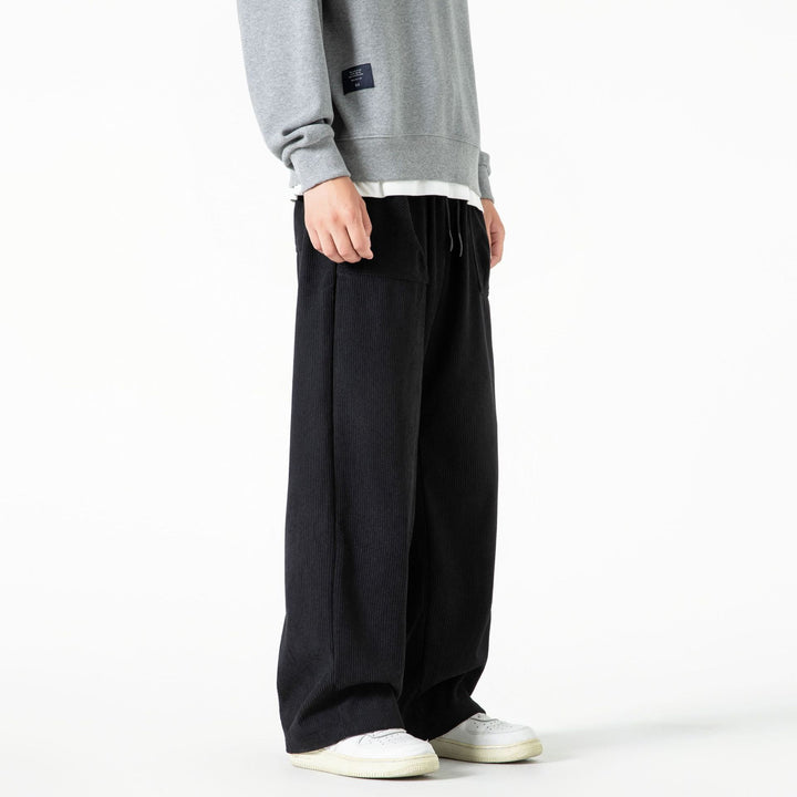 Damen Cordhose mit weitem Bein, elastischem Bund und aufgesetzten Taschen Drune