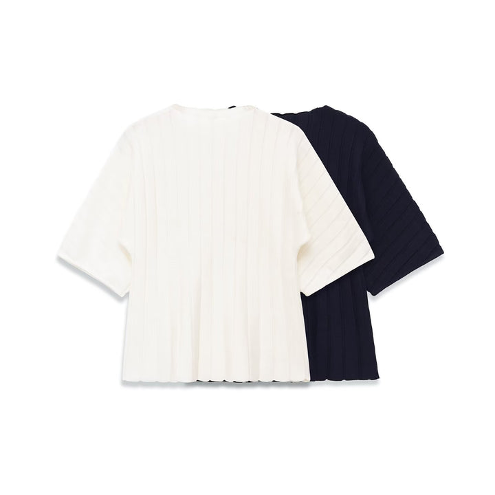 Damen Strickoberteil mit eleganter Textur und kurzem Arm Drune