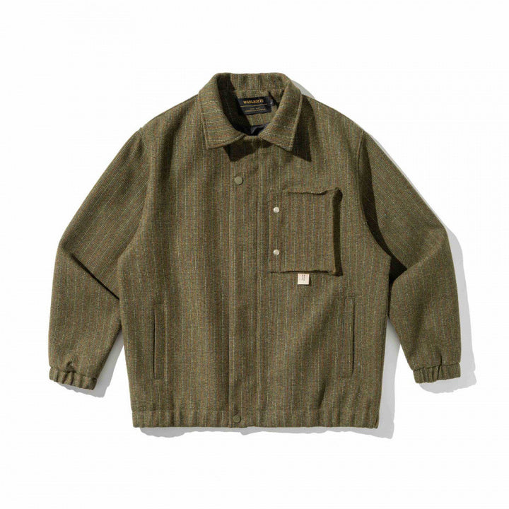 Herren Kastenförmige Overshirt‑Jacke aus Wollmix mit aufgesetzter Brusttasche Drune