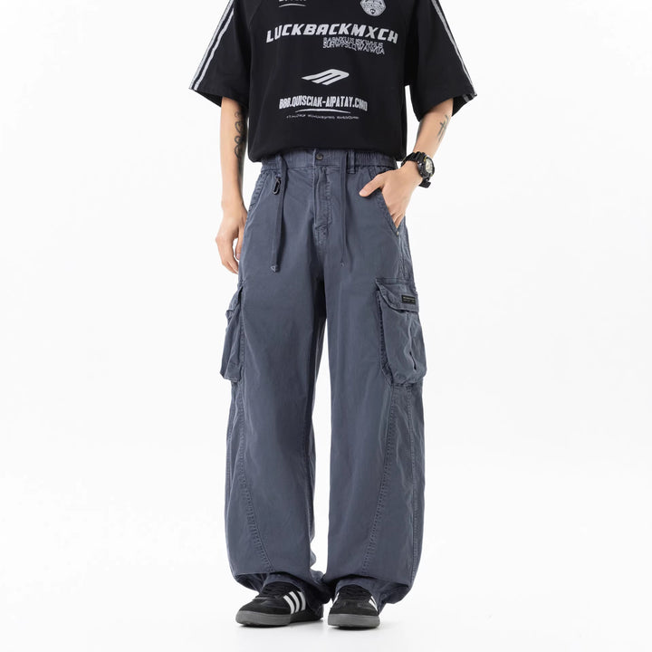 Herren Weite Utility-Cargo-Bermuda mit Elastikbund und Multifachtaschen Drune