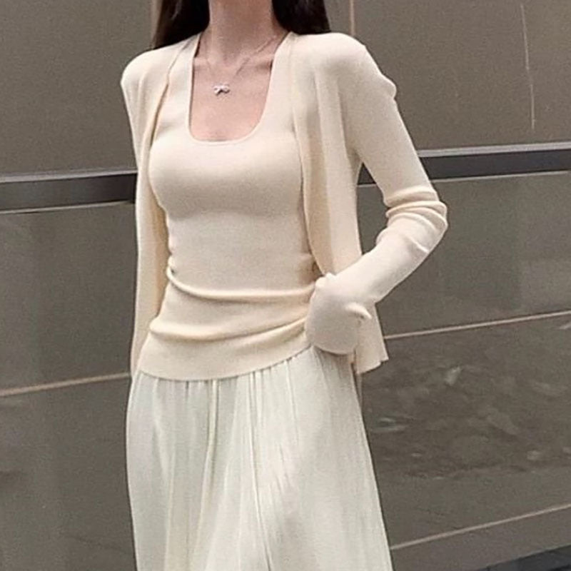 Damen leichter, lässiger Cardigan mit feiner Rippstruktur Drune