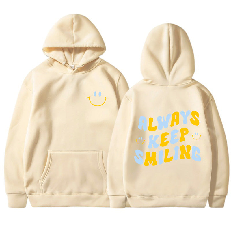 Damen Kapuzenpullover mit fröhlichem Schriftzug und praktischen Kängurutaschen Drune