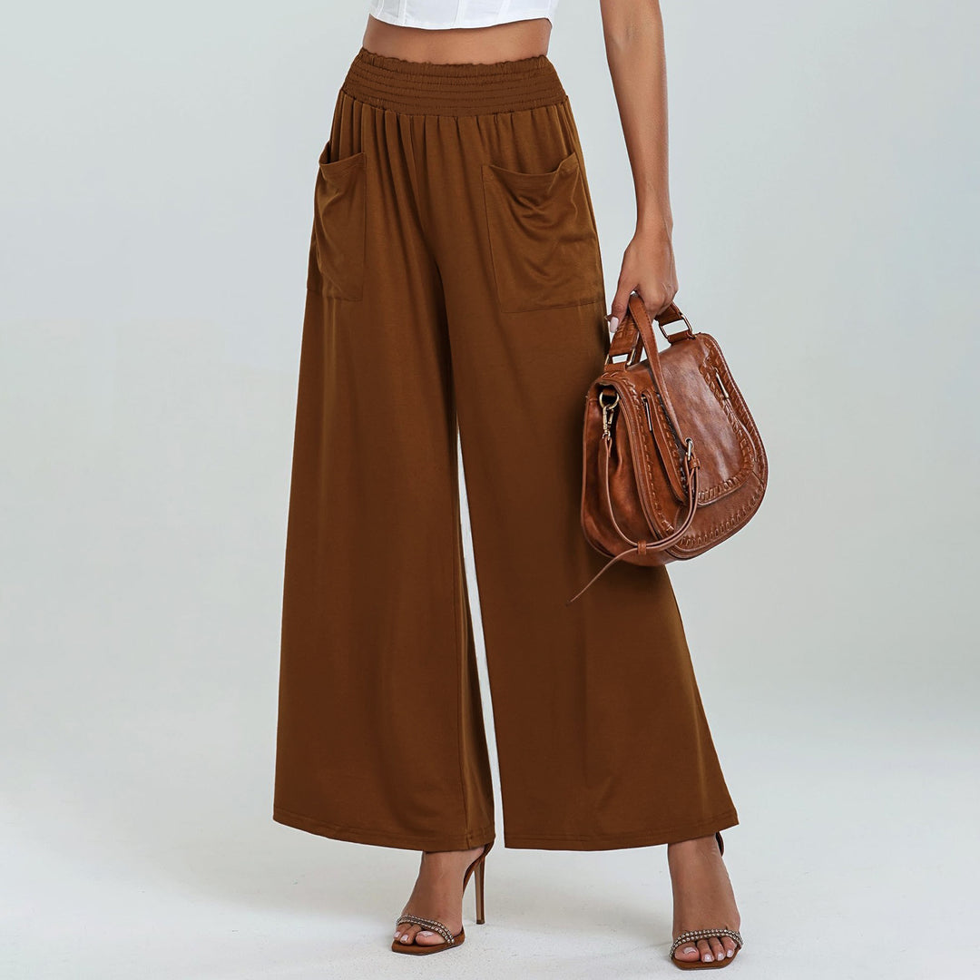 Damen Weit geschnittene Palazzo-Hose mit elastischem Bund und praktischen Taschen Drune