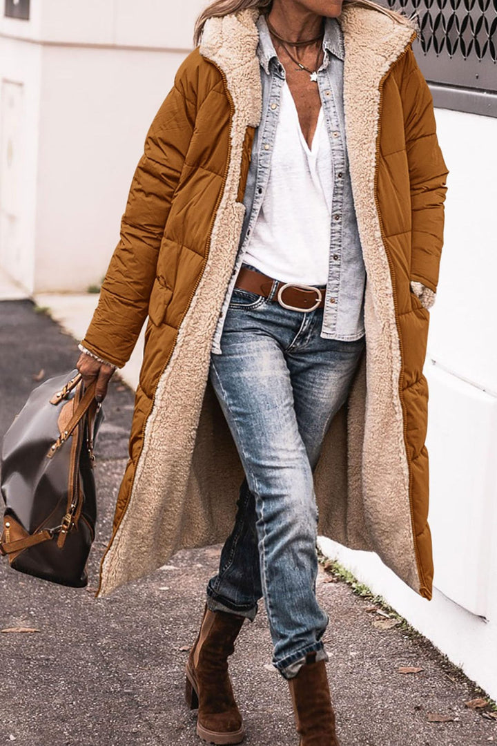 Damen lange Steppjacke mit kuscheligem Innenfutter und großzügiger Passform Drune