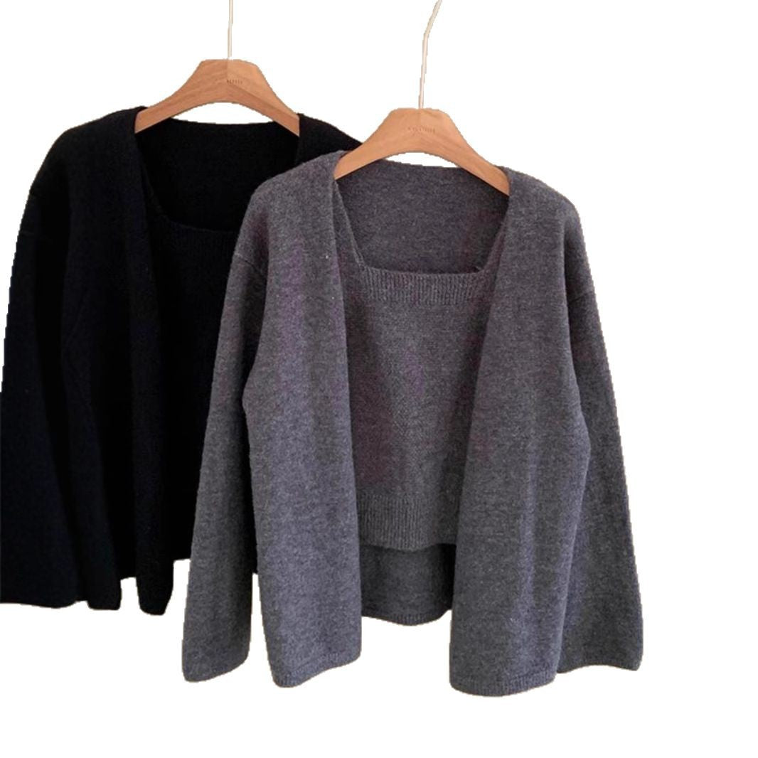 Damen Offene Strickjacke mit lässigem Schnitt und tiefem V-Ausschnitt Drune