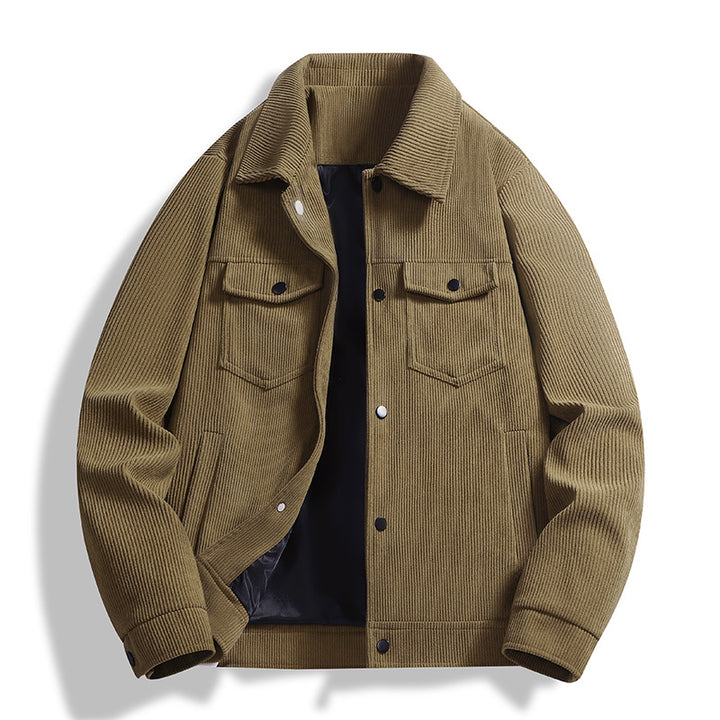 Herren Strukturierte Overshirt-Jacke mit wattierter Innenfütterung und Druckknopfblende Drune