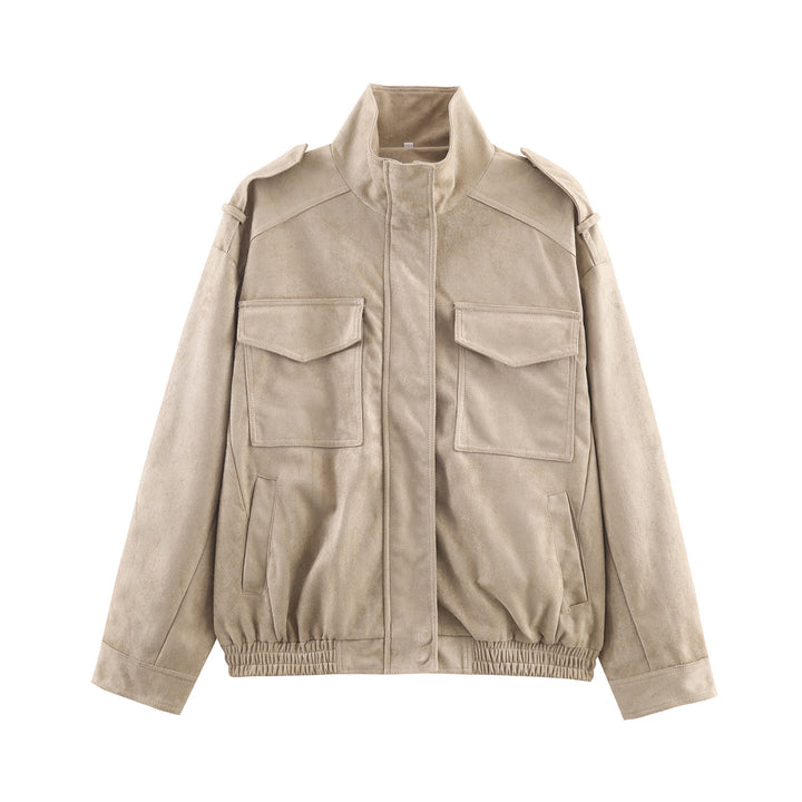 Damen Kurzjacke im Military-Stil mit Schulterklappen, aufgesetzten Brusttaschen und elastischem Saum Drune