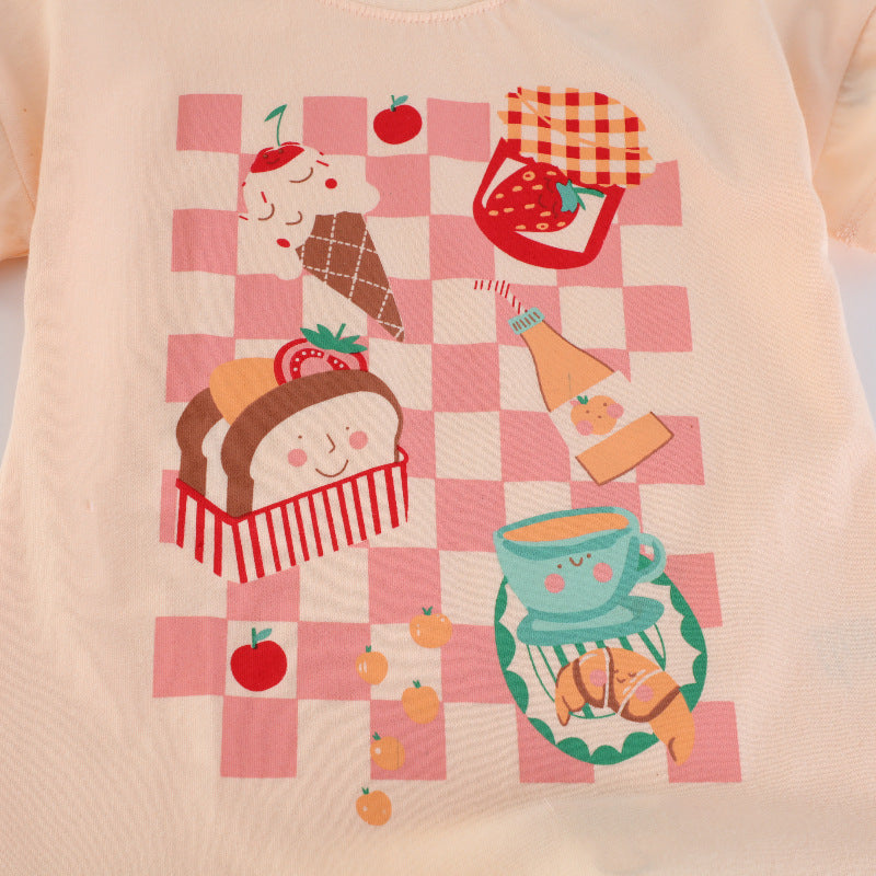 Mädchen T-Shirt mit fröhlichem Speisenmotiv Drune