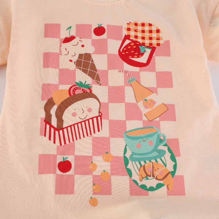 Mädchen T-Shirt mit fröhlichem Speisenmotiv Drune