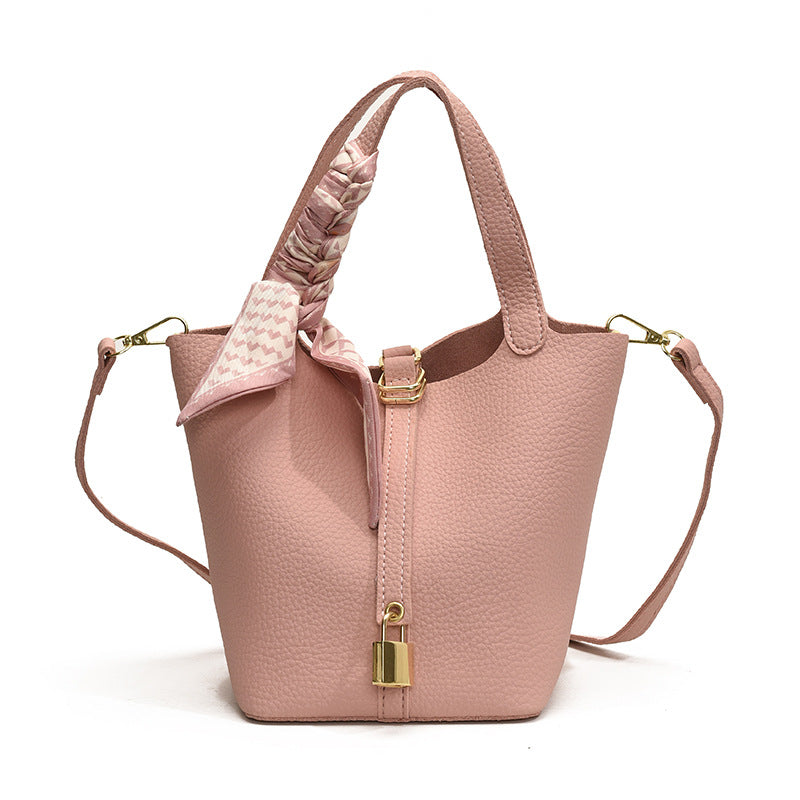 Damen elegante strukturierte Handtasche mit Schal-Akzent Drune