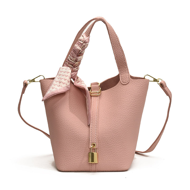 Damen elegante strukturierte Handtasche mit Schal-Akzent Drune
