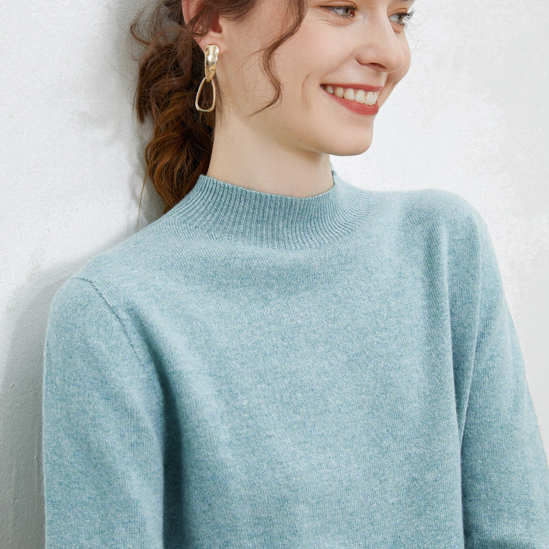 Damen weicher Feinstrick-Mockneckpullover mit Angora‑Look und legerer Silhouette Drune