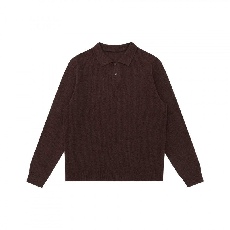 Herren Feinstrick-Poloshirt mit Rippenstruktur, Langarm und klassischem Hemdkragen Drune