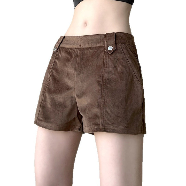 Damen modische Kunstleder Shorts mit eleganten Details Drune