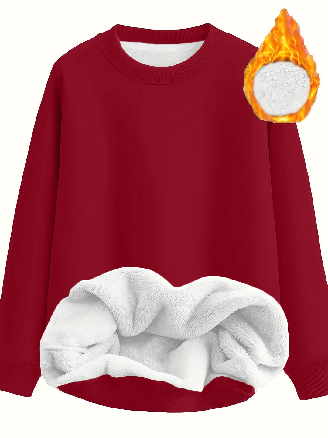 Damen Kuscheliger Fleece-Pullover mit weichem Innenfutter und elastischem Bund Drune
