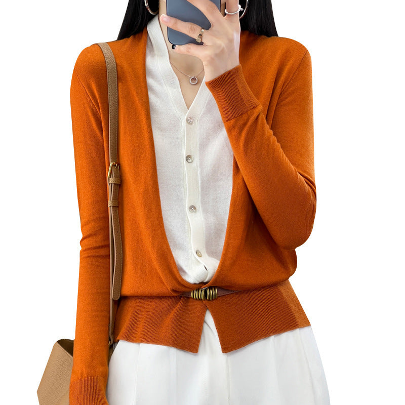 Damen Leichter Offener Feinstrick-Cardigan mit asymmetrischer Zipfelkante und taillierter Silhouette Drune
