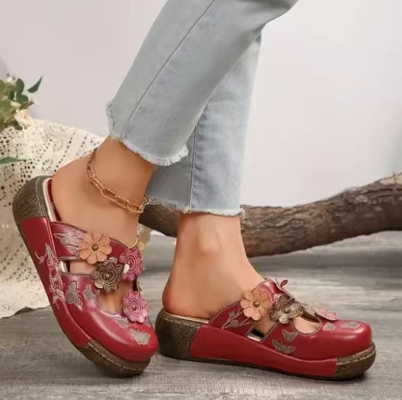 Damen Bequeme Blumensandalen mit ergonomischem Fußbett und modischen Akzenten Drune
