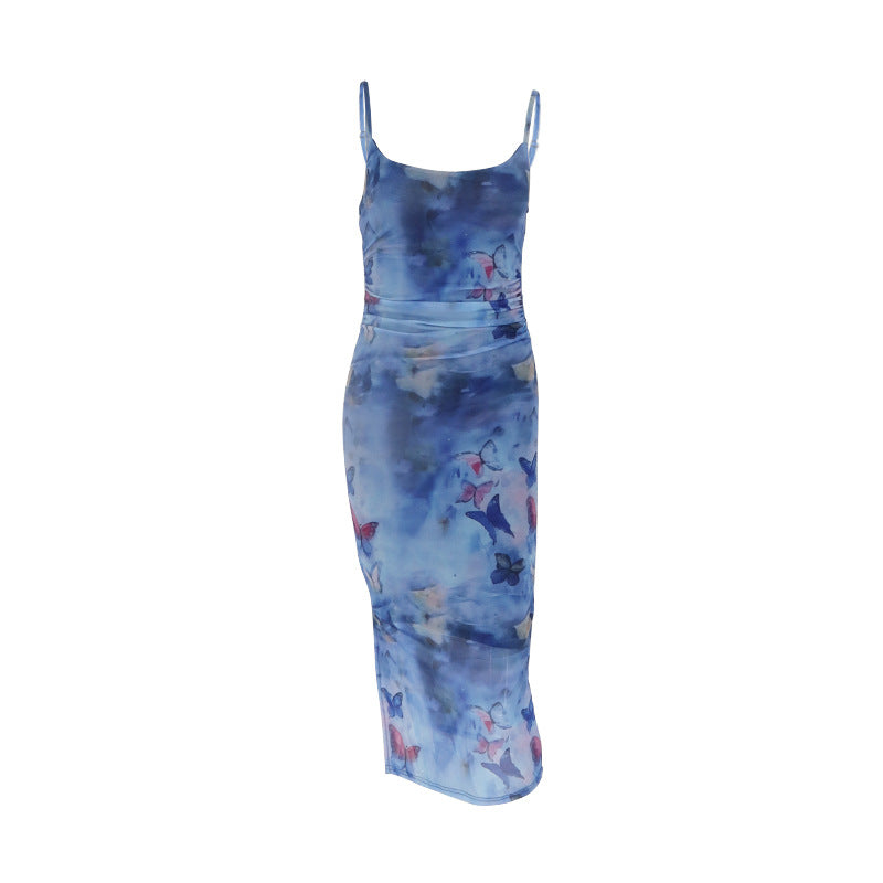 Damen Maxikleid im floralen Wasserfarbdruck Drune